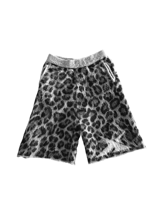 GREY LEOPARD MOHAIR SHORTS